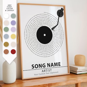 song lyrics wall art, personalized music poster, song lyric art, music custom print, canvas vinyl lyric poster, favorite song poster