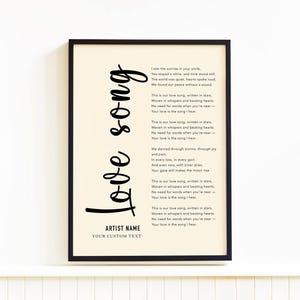 Custom Song Lyrics Print Personalized Music Poster Customizable Music Gift Anniversary Gift Wedding Song Dance Custom Song Poster