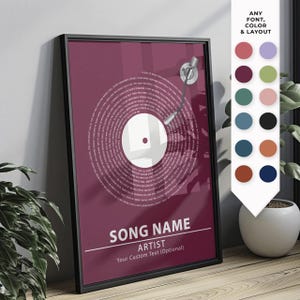 custom song lyrics art, song poster, music vinyl poster, music lover gift, personalized lyrics, wedding song lyric wall art, custom canvas