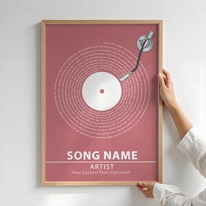Custom Song Lyrics Wall Art - Personalized Music Lover Gift - song lyric poster, custom music poster, favorite song poster framed song print