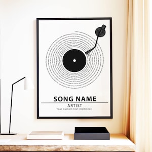Custom Song Lyrics Print, Personalized Music Poster, Customizable Music Gift Vinyl Lyric Poster, Wedding Anniversary Gift