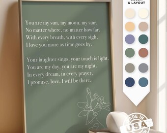Custom Text Print - Custom Quote Print - Custom Poem Print, Personalized Framed Paper Poster Wall Art