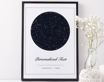Personalized Star Map Print: Anniversary, Wedding, or Engagement Gift