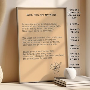 Custom Gift for Mother Personalized Mom Poem Print  Framed Wall Decor  Gift from Son or Daughter  Poem Print custom canvas text poster