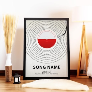 Custom Vinyl Song Lyric Print Anniversary Gift Favorite Song Print Custom Lyric Print Custom Vinyl Lyrics Print Song Poster Music Gift