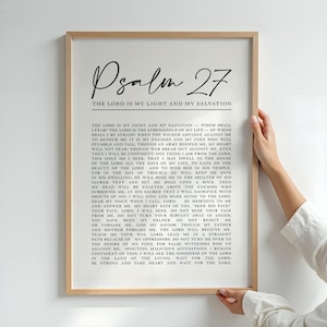 Psalm 27 Wall Art – The Lord Is My Light – Printable Scripture Poster – Christian Home Decor – Bible Verse Wall Art Digital Download