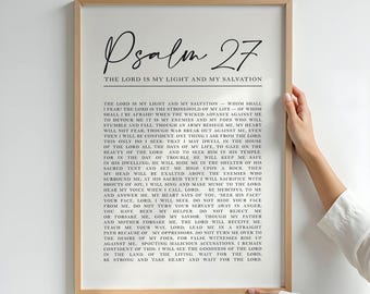 Psalm 27 kunst aan de muur – The Lord Is My Light - bijbeltekst (digitale download)