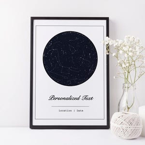 Custom Star Map by Date, Personalized Night Sky Print Framed, Wedding Anniversary Star Map Gift for Couple, Engagement Gift for Friends