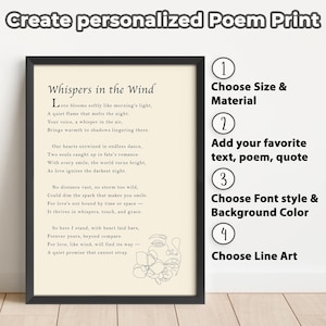 Custom Text Print Framed Custom Quote Print Typography Poster for Mum Custom Poem Print Wall Art Reading Personalized Text Art Gift for her image 2