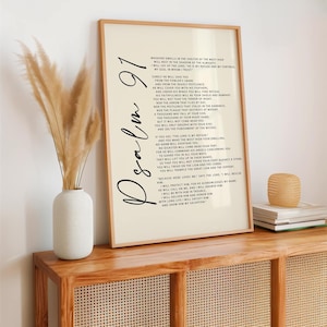 Psalm 91 Scripture Print – God Is My Refuge and Fortress – Inspirational Christian Art – Faith-Based Decor - Bible verse print