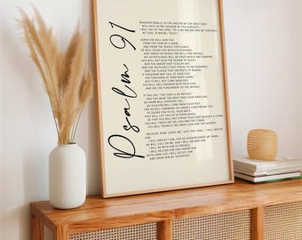 Psalm 91 Scripture Print: Christian Wall Art, Inspirational Bible Verse (Digital Download)