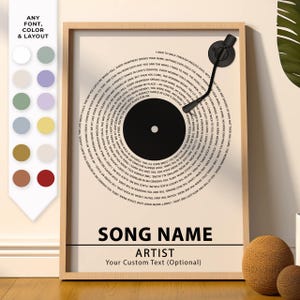 song lyrics wall art, personalized music poster, song lyric art, music custom print, canvas vinyl lyric poster, favorite song poster