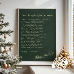 Twas The Night Before Christmas Sign: Farmhouse Holiday Poem Print on Canvas, Poster
