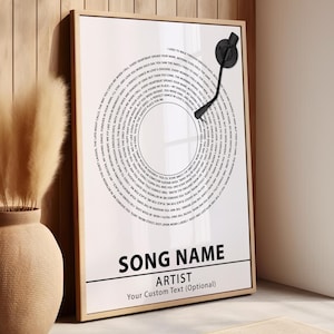 song lyrics wall art - personalized music poster, song lyric art, music custom print, canvas vinyl lyric poster, favorite song poster