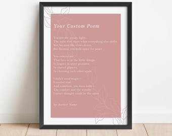 Custom Poem Print - Personalized Quote, Poetry, Text, Lyrics, Typography Wall Art - Canvas, Poster