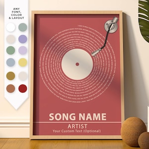 Custom Song Lyrics Wall Art - Personalized Music Lover Gift - song lyric poster, custom music poster, favorite song poster framed song print