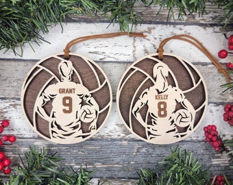 Volleyball - Premium Wooden Personalized Sports Ornaments (Laser Cut & Engraved Precision)