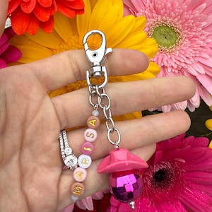 Custom Cowgirl Bag Charm Keychain | Personalizrd Country Chic Western Disco Cowboy Gift for Her