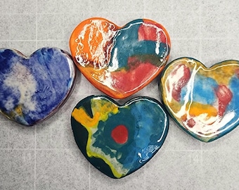Unique Handmade Clay Magnets - Color of LOVE:  HEARTS magnetized [Sold Individually]
