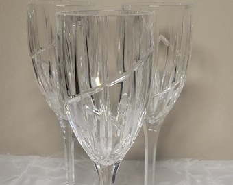 Mikasa Uptown Crystal Wine Glasses - Vintage Stemware Set of 3