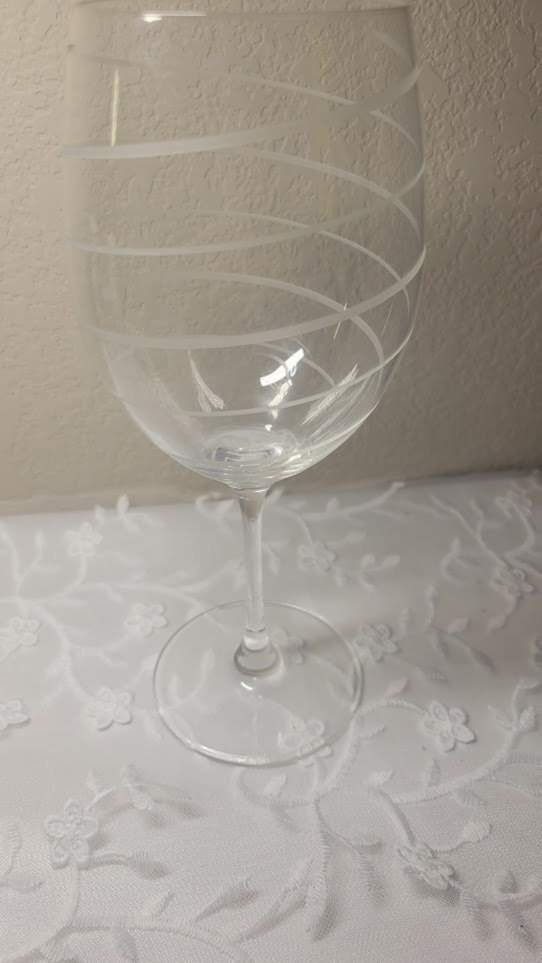 Mikasa Wine Glass Crystal Stemware Swirl Etched Mikasa Etsy