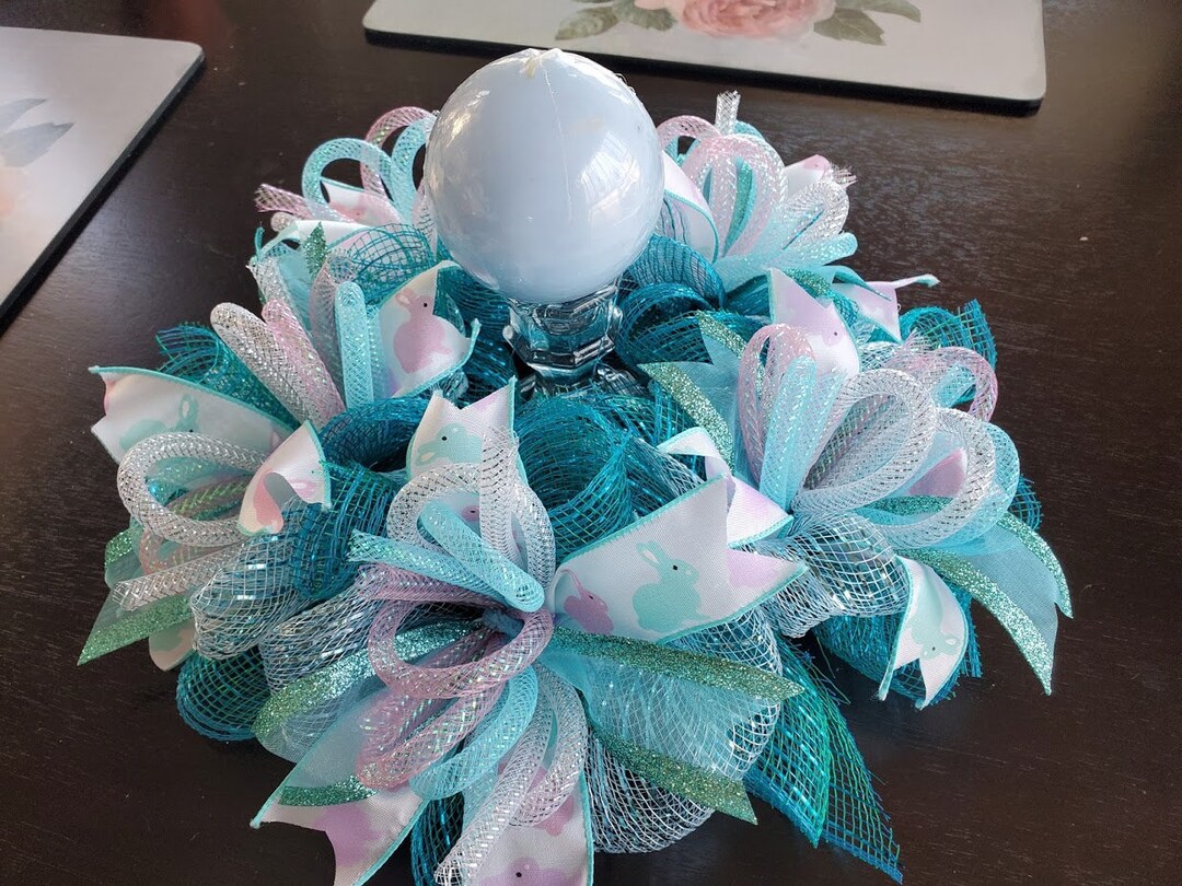 13 Inch Centerpiece, Easter Candle Ring, Baby Blue, Aqua, Pink