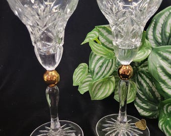 Cristal d'Arques Crystal Candle Holders: French Lead Crystal with Gold Accent