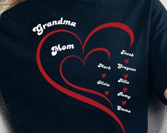Personalized Grandma T-Shirt, Custom Grandkids Names Shirt, Grandma Gift, Custom Nana Shirt, Personalized Grandmother Tee, Mother's Day Gift