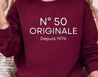Sweatshirt zum 50. Geburtstag, Geschenk zum Geburtstag 1976, Sweatshirt „Geboren 1976“, personalisierter Rundhalsausschnitt zum 50. Geburtstag