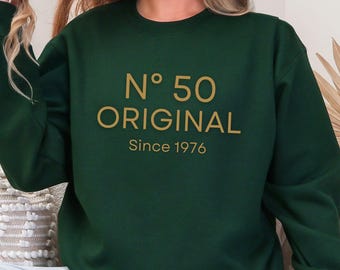 Geschenk zum 50. Geburtstag, Sweatshirt mit Aufdruck „1976“, Original seit 1976, personalisiertes Geburtstagsshirt, Hoodie zum 50. Geburtstag