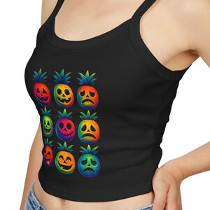 Tropical Halloween Tank – Pineapple Spooky Fusion Tee – Summerween Spaghetti Strap Shirt
