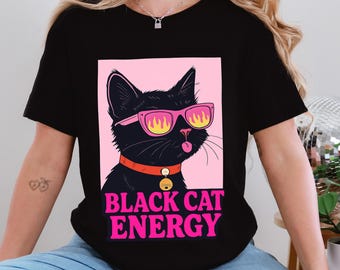 Black Cat Energy T-shirt: Fierce Woman With Sunglasses - Bella