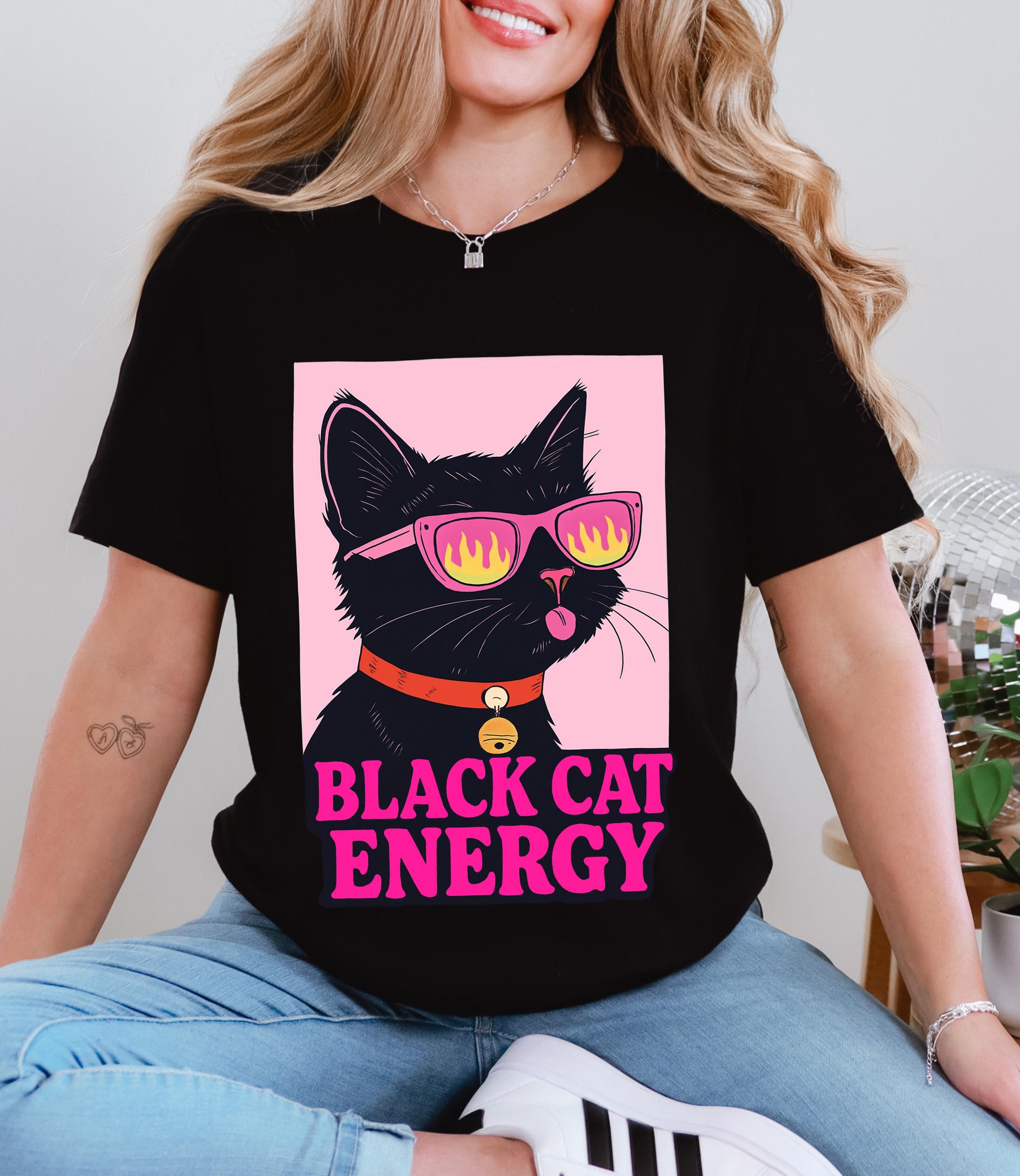 Black Cat Energy T-shirt: Fierce Woman With Sunglasses - Bella