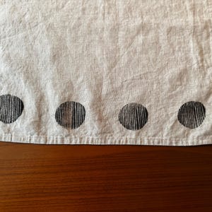 Hand Block Printed Linen Table Runner – Minimalist Modern Decor | Neutral Home Accents | Artisan Table Linen