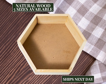 Customizable Wooden Hexagon Tray,Ideal for DIY Projects,Gifts,Charcuterie Boards, Home Decor,Perfect for Personalization, 4 Different Sizes