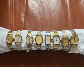 Vintage LA Express Dainty Gold & Yellow Gemstone Classic Stretch Cushion Watch Vintage LA Express Dainty Gold & Yellow Gemstone Classic  main image 3