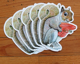 Squirrel With Water Gun Stickers