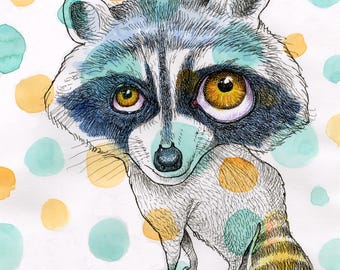 Whimsical Raccoon Illustration