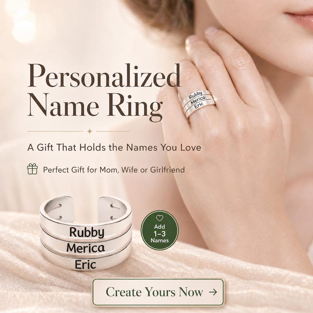 Personalized Name Ring, Custom Engraved Jewelry Gift for Her - Etsy