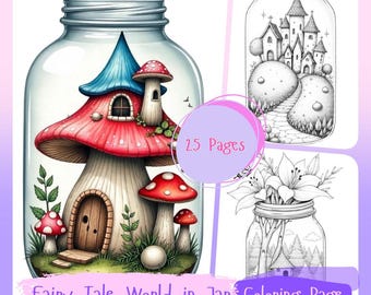 Dibujos para colorear de frascos de cuentos de hadas: 25 escenas de fantasía (Descarga en PDF y JPG)