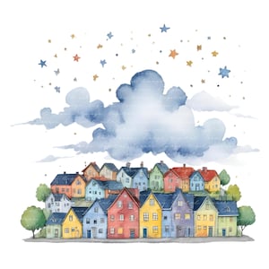 16 PNG, süße Stadt Clipart - magische Stadt Clipart, Gebäude Clipart, niedliche Stadt, wunderliche Stadt, Pastell Dorf. Kommerzielle Nutzung. Digitaler Download.