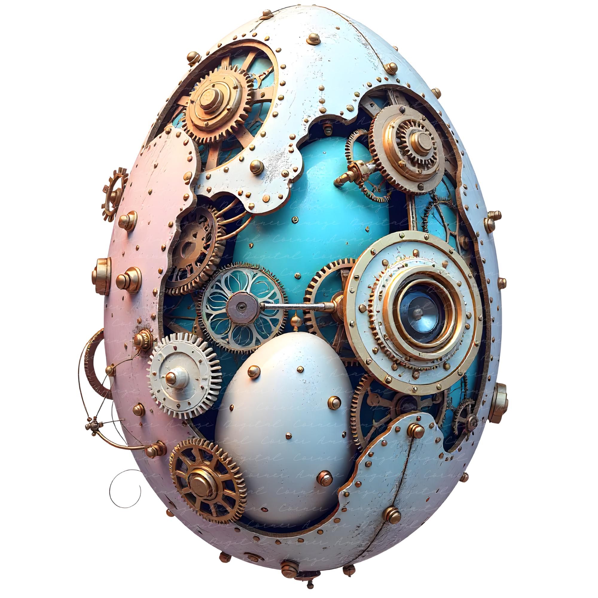 Metallic Steampunk Egg Clipart : Printable, Transparent (digital ...
