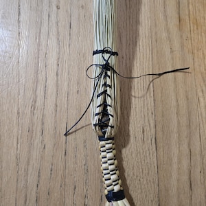 Extra Long Cobweb Broom with Black Corset Lacing