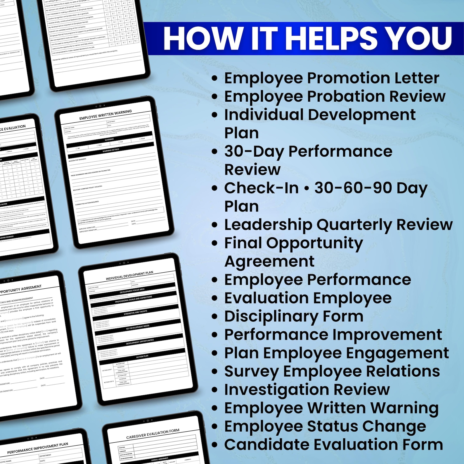 Employee Performance Review Template | Google Sheets Excel | Editable ...