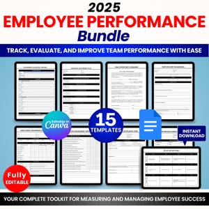 Employee Performance Review Template | Google Sheets Excel | Editable HR Evaluation Form  Staff Appraisal Spreadsheet