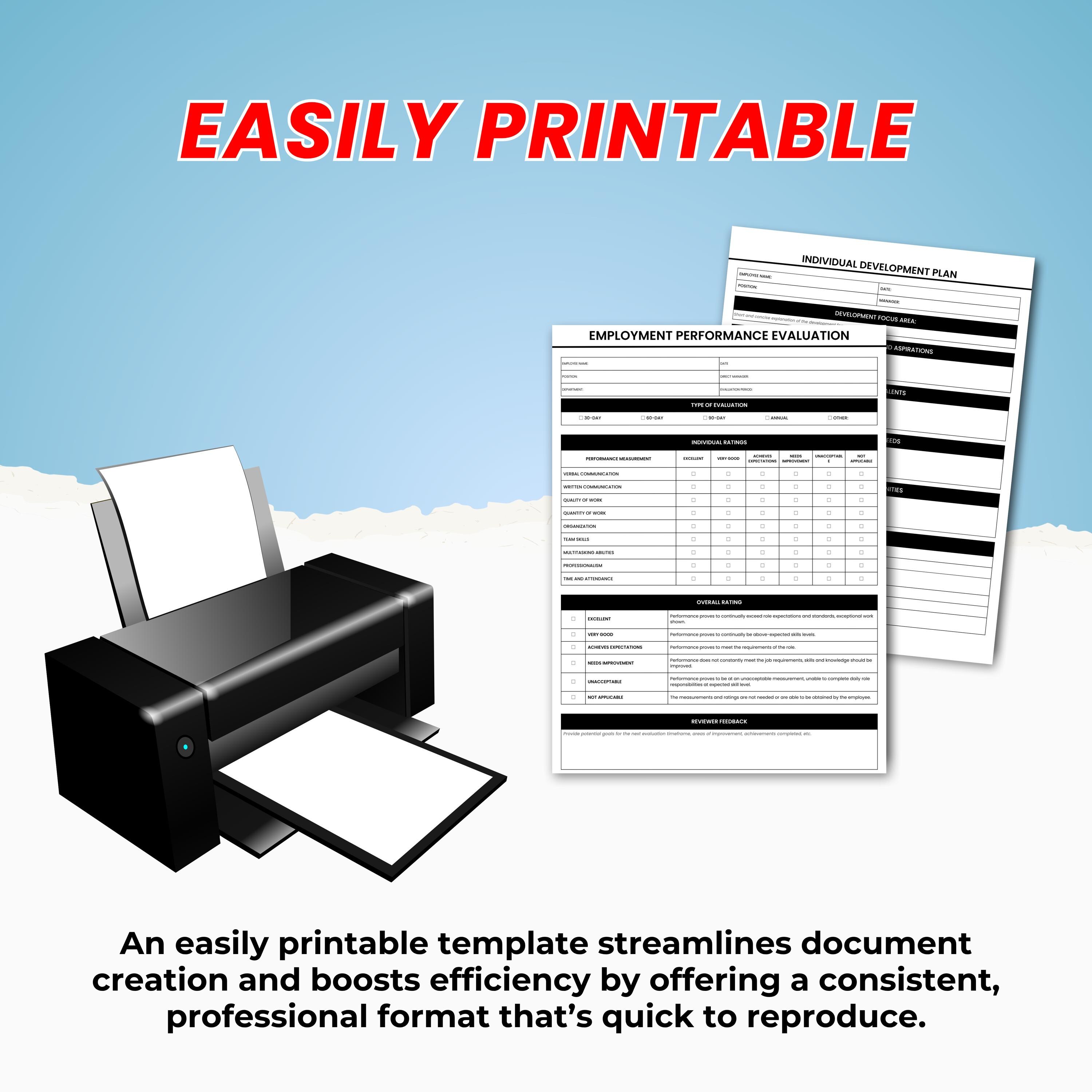 Employee Performance Review Template | Google Sheets Excel | Editable ...