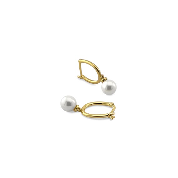 Minimal Pearl Hoop Earrings, Single Freshwater Pearl Earrings