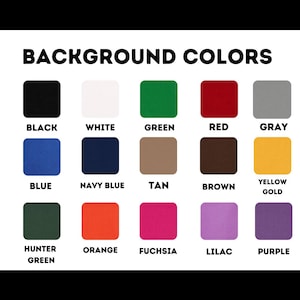 K&ouml;nnte beinhalten: Ein Bild, das eine Farbkarte mit der Aufschrift "HINTERGRUNDFARBEN" zeigt. Die Karte zeigt ein Raster von Farbfeldern, darunter Schwarz, Wei&szlig;, Gr&uuml;n, Rot, Grau, Blau, Marineblau, Beige, Braun, Gelbgold, J&auml;gergr&uuml;n, Orange, Fuchsia, Flieder und Lila.