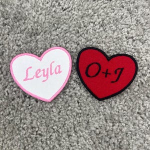 Custom Embroidered Heart Patch: Iron-On Applique, 2x3 inch