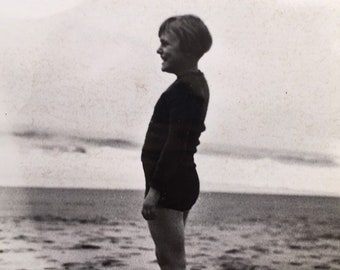 1930's SNAPSHOT:  Child at Beach -- Looking at Horizon - LA